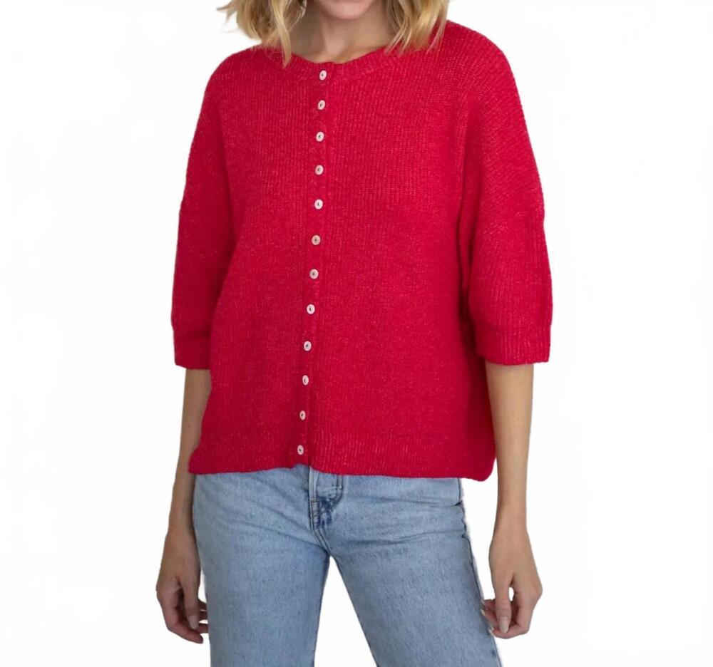 NEW THINGS BETWEEN cherie short sleeve cardigan in red
